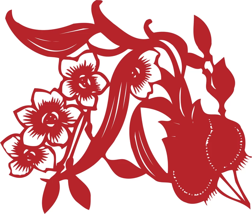 中国风传统民俗吉祥喜庆镂空剪纸窗花图案插画AI矢量PNG设计素材【064】
